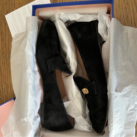 Stuart Weitzman Black Suede Loafers Size 8 - Picture 10 of 10